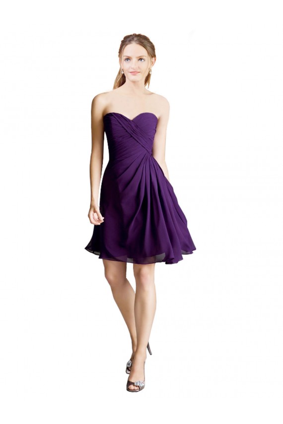 Purple Sleeveless Sweetheart A-Line Soft Chiffon Bridesmaid Dress Worcester