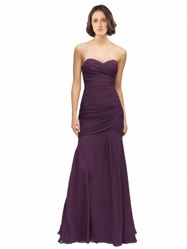 Grape Sleeveless Sweetheart Mermaid Soft Chiffon Bridesmaid Dress Worcester