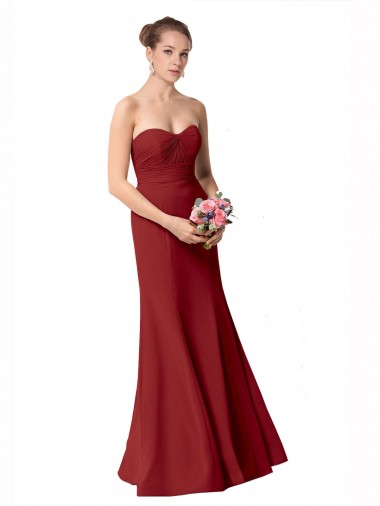 Burgundy Sleeveless Sweetheart Mermaid Soft Chiffon Bridesmaid Dress Worcester