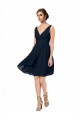 Dark Navy Sleeveless V-Neck A-Line Soft Chiffon Bridesmaid Dress Worcester