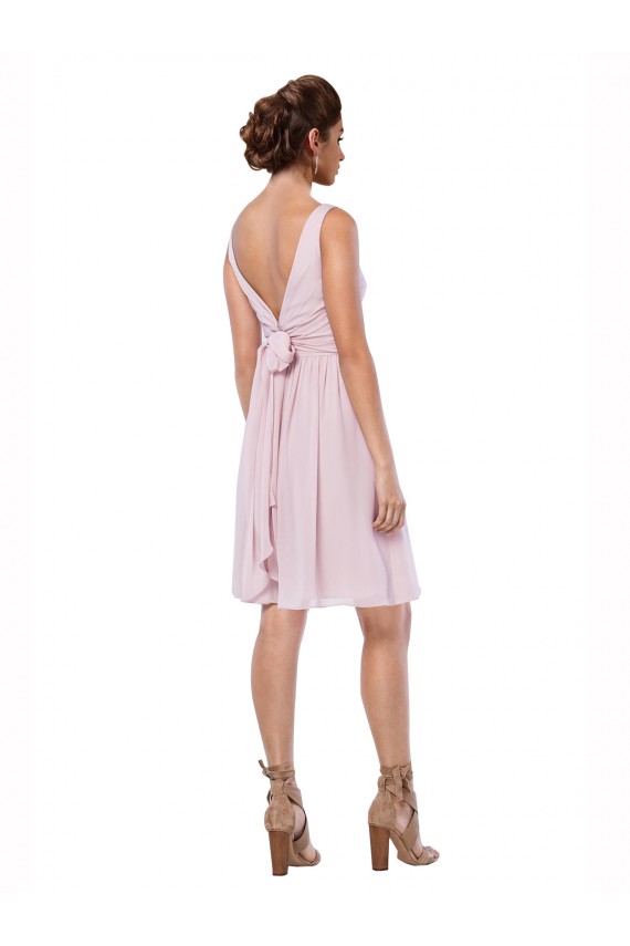 Dark Navy Sleeveless V-Neck A-Line Soft Chiffon Bridesmaid Dress Worcester