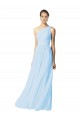 Light Sky Blue Sleeveless One Shoulder A-Line Soft Chiffon Bridesmaid Dress Worcester