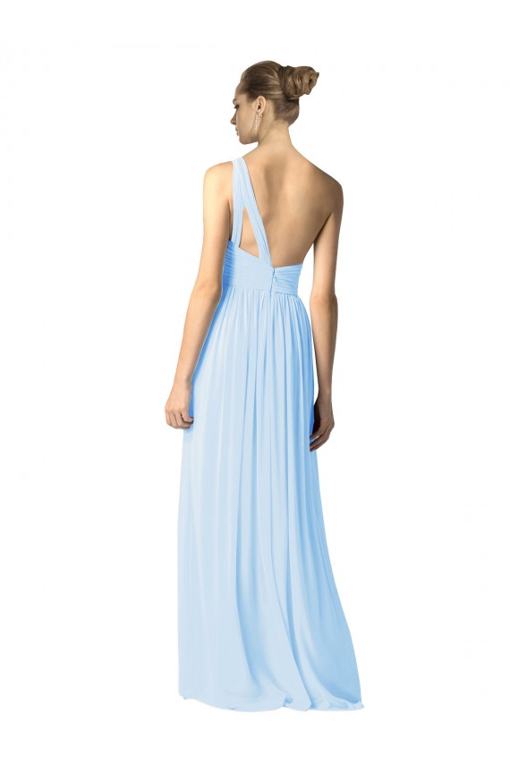 Light Sky Blue Sleeveless One Shoulder A-Line Soft Chiffon Bridesmaid Dress Worcester