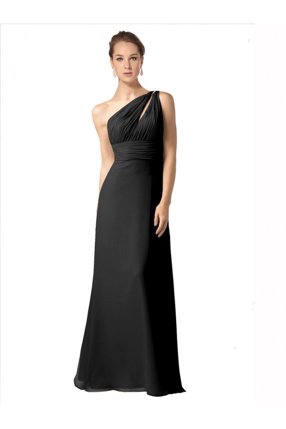 Black Sleeveless One Shoulder A-Line Soft Chiffon Bridesmaid Dress Worcester