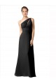 Black Sleeveless One Shoulder A-Line Soft Chiffon Bridesmaid Dress Worcester
