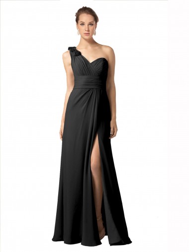 Sleeveless One Shoulder A-Line Soft Chiffon Bridesmaid Dress / Formal Dress Worcester