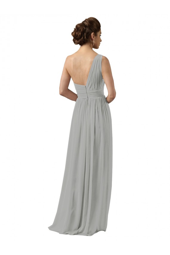Silver Sleeveless One Shoulder A-Line Soft Chiffon Bridesmaid Dress Worcester