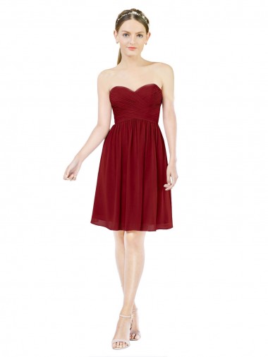 Burgundy Sleeveless Sweetheart A-Line Soft Chiffon Bridesmaid Dress Worcester