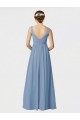 Dusty Blue Sleeveless Spaghetti Straps A-Line Soft Chiffon Bridesmaid Gown Worcester