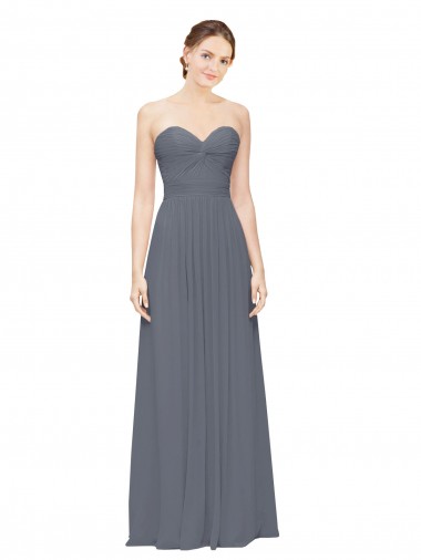 Slate Grey Sleeveless Sweetheart A-Line Soft Chiffon Bridesmaid Dress Worcester