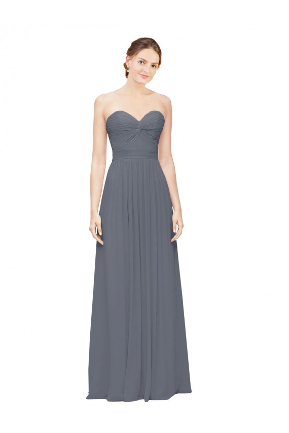 Slate Grey Sleeveless Sweetheart A-Line Soft Chiffon Bridesmaid Dress Worcester