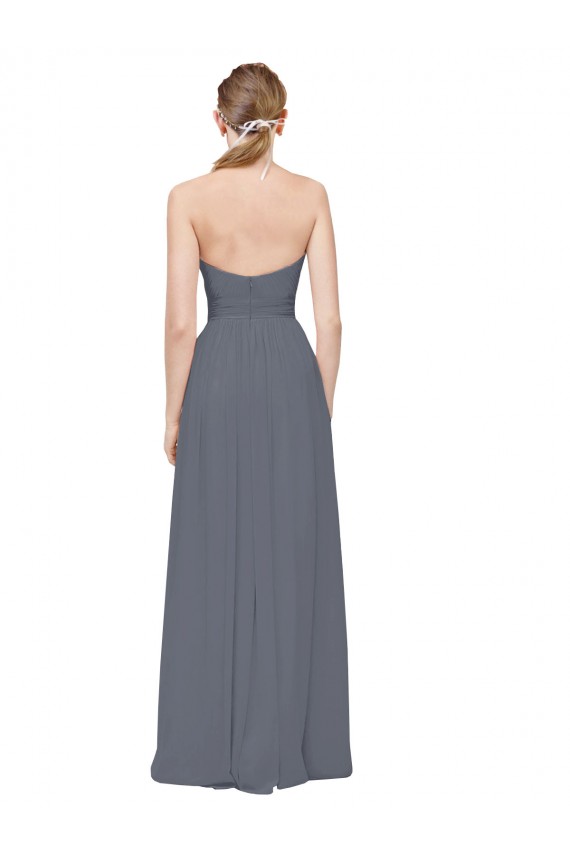 Slate Grey Sleeveless Sweetheart A-Line Soft Chiffon Bridesmaid Dress Worcester