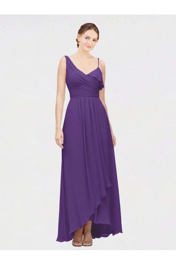 Sleeveless One Shoulder A-Line Soft Chiffon High Low Bridesmaid Dress Worcester
