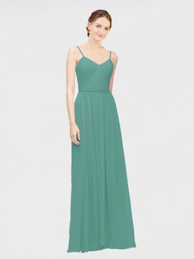 Icelandic Silver Sleeveless Spaghetti Straps A-Line Chiffon Bridesmaid Dress / Evening Dress Worcester