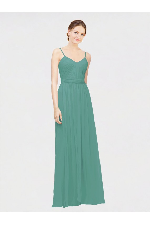 Icelandic Silver Sleeveless Spaghetti Straps A-Line Chiffon Bridesmaid Dress / Evening Dress Worcester