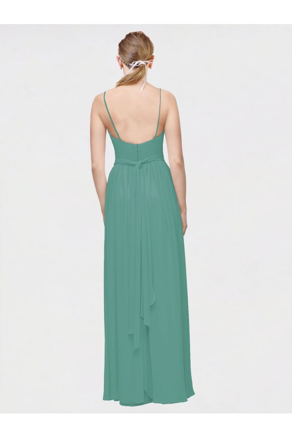 Icelandic Silver Sleeveless Spaghetti Straps A-Line Chiffon Bridesmaid Dress / Evening Dress Worcester