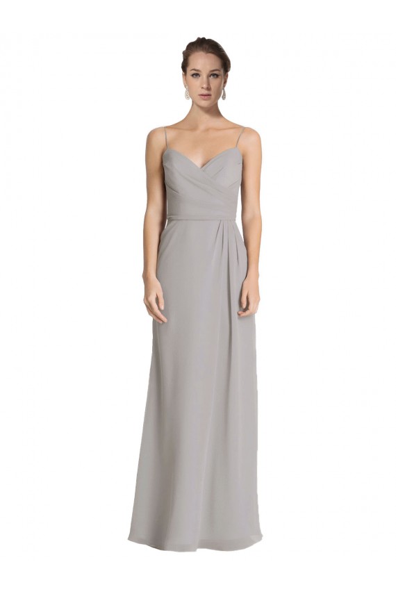 Silver Sleeveless Spaghetti Straps Sheath Soft Chiffon Bridesmaid Dress Worcester