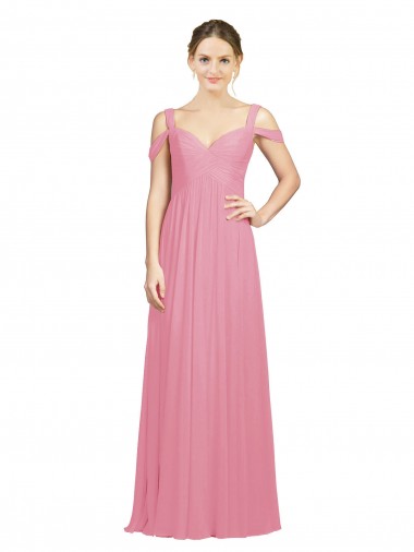 Skin Pink Sleeveless Off the Shoulder A-Line Soft Chiffon Bridesmaid Dress Worcester