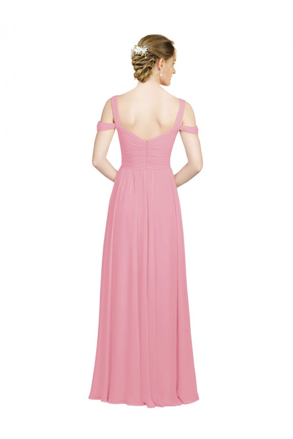 Skin Pink Sleeveless Off the Shoulder A-Line Soft Chiffon Bridesmaid Dress Worcester