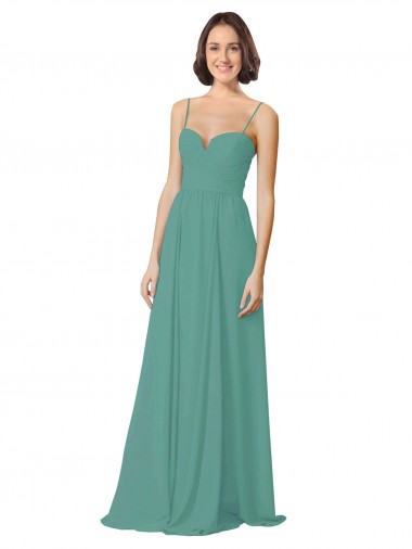 Icelandic Silver Sleeveless Spaghetti Straps A-Line Soft Chiffon Bridesmaid Dress Worcester