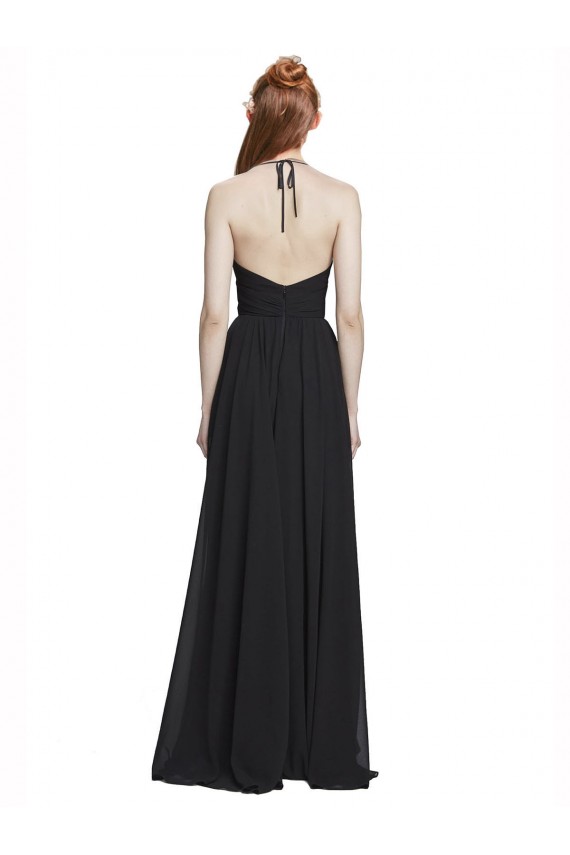 Dark Navy Sleeveless Halter Neck A-Line Chiffon Formal Dress / Bridesmaid Dress Worcester