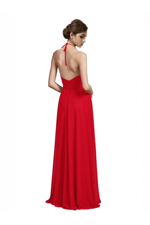 Red Sleeveless Spaghetti Straps A-Line Chiffon Bridesmaid Dress Worcester