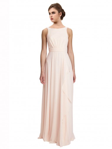 V-Back Sleeveless Bateau Neck A-Line Chiffon Bridesmaid Dress / Evening Dress Worcester