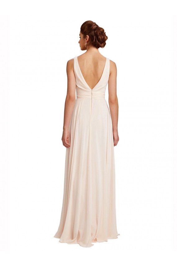 V-Back Sleeveless Bateau Neck A-Line Chiffon Bridesmaid Dress / Evening Dress Worcester