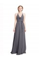 Slate Grey Sleeveless Spaghetti Straps A-Line Soft Chiffon Bridesmaid Dress Worcester