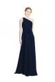 Dark Navy Sleeveless One Shoulder A-Line Chiffon Bridesmaid Dress / Evening Dress Worcester