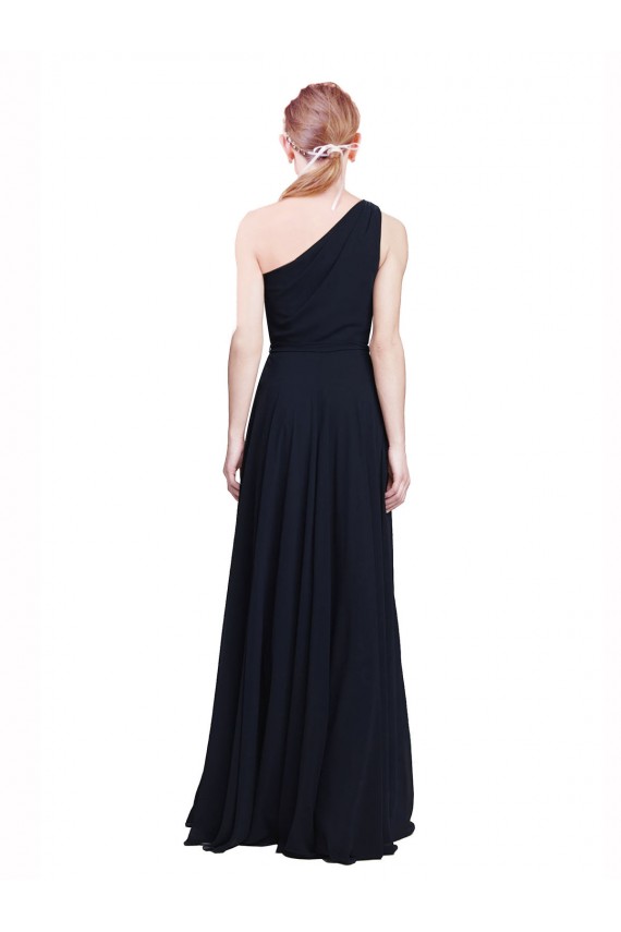 Dark Navy Sleeveless One Shoulder A-Line Chiffon Bridesmaid Dress / Evening Dress Worcester