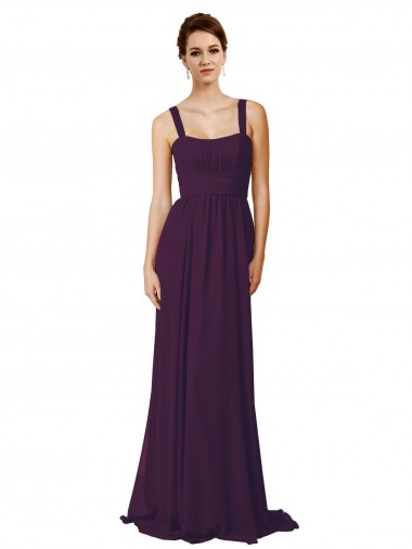 Grape Sleeveless Spaghetti Straps A-Line Soft Chiffon Bridesmaid Dress Worcester