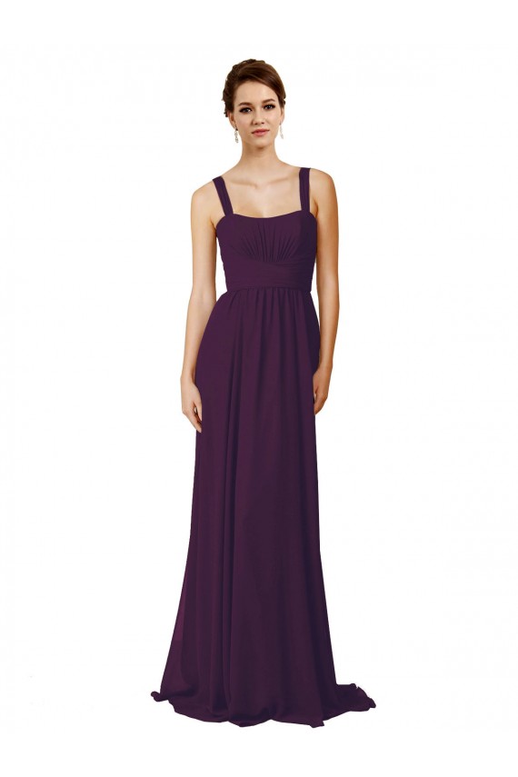 Grape Sleeveless Spaghetti Straps A-Line Soft Chiffon Bridesmaid Dress Worcester