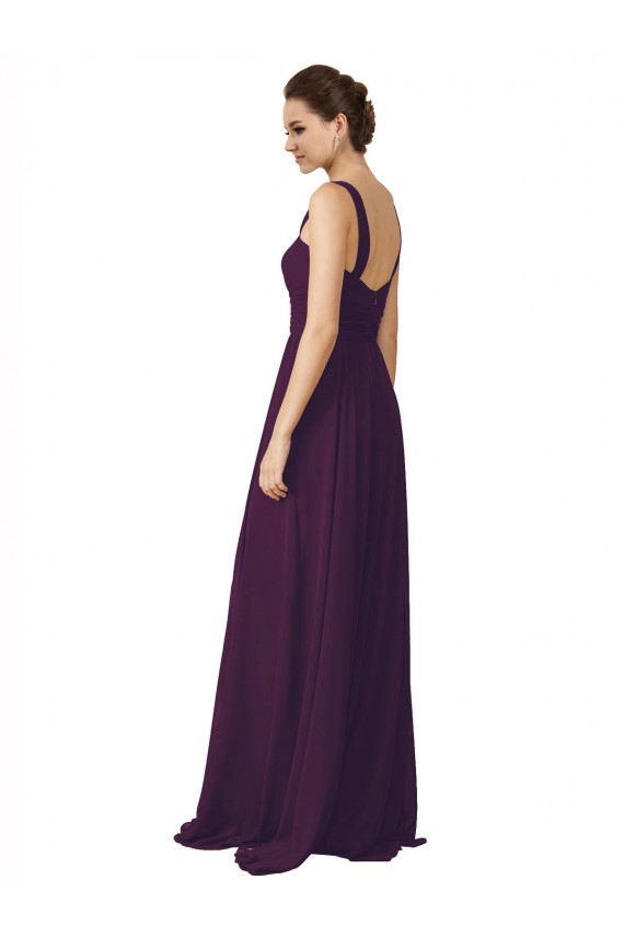 Grape Sleeveless Spaghetti Straps A-Line Soft Chiffon Bridesmaid Dress Worcester
