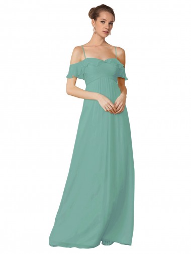 Seaside Flutter Sleeves Off the Shoulder A-Line Soft Chiffon Bridesmaid Dress Worcester