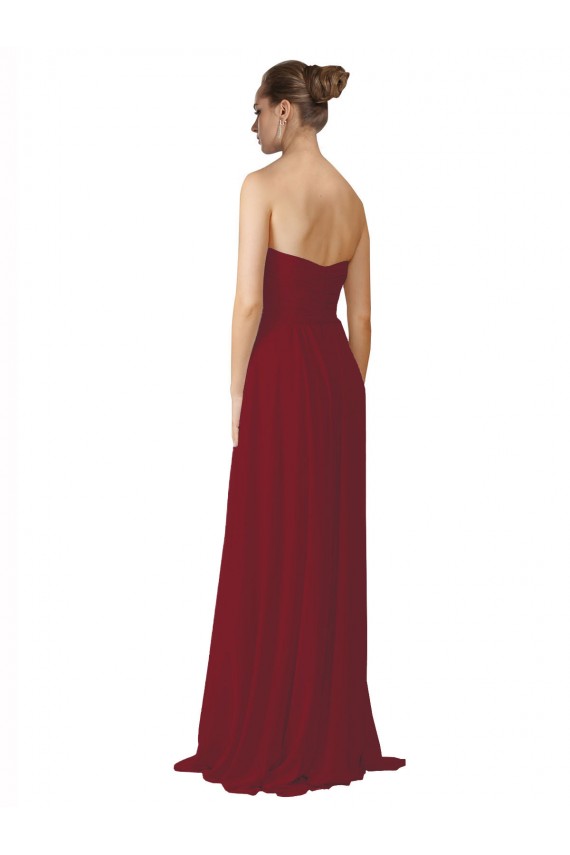 Burgundy Sleeveless Sweetheart A-Line Soft Chiffon Bridesmaid Dresses Worcester