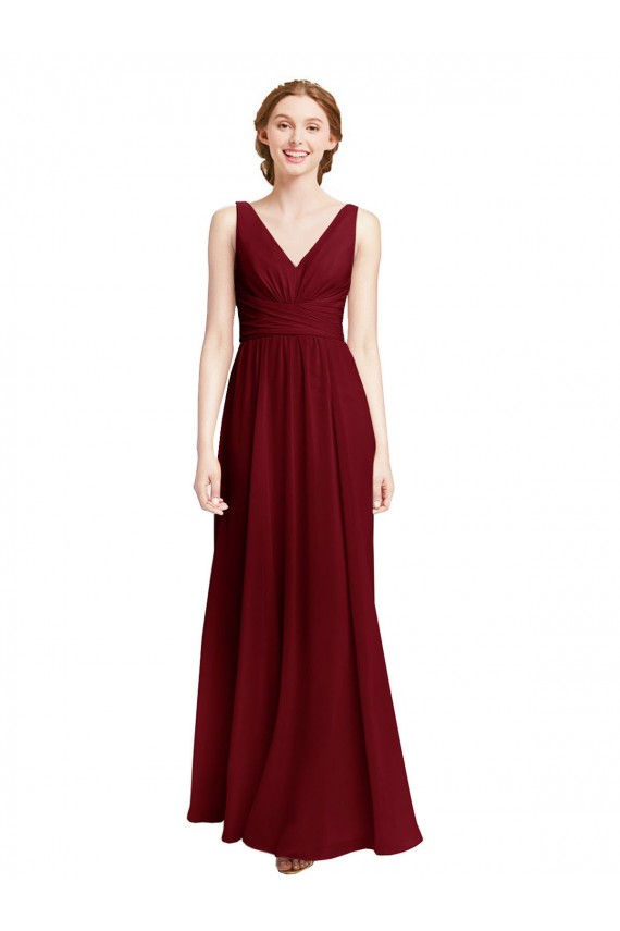 Sleeveless V-Neck A-Line Chiffon Bridesmaid Dress / Evening Gowns Worcester