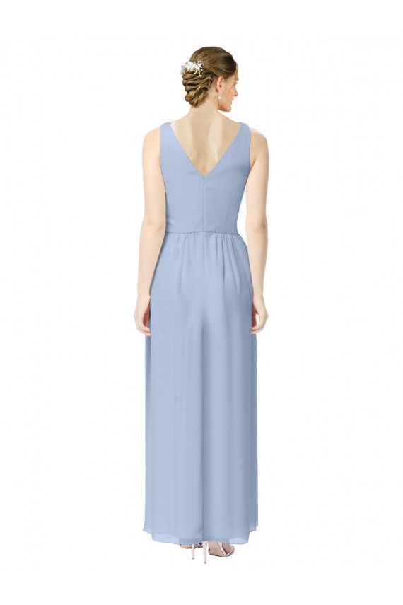 Periwinkle Sleeveless V-Neck A-Line Soft Chiffon Bridesmaid Dress Worcester