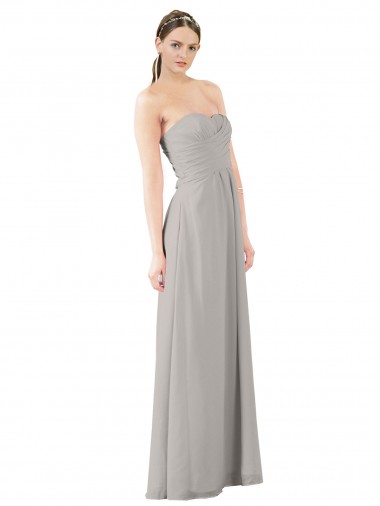 Oyster Silver Sleeveless Sweetheart A-Line Soft Chiffon Bridesmaid Dress Worcester