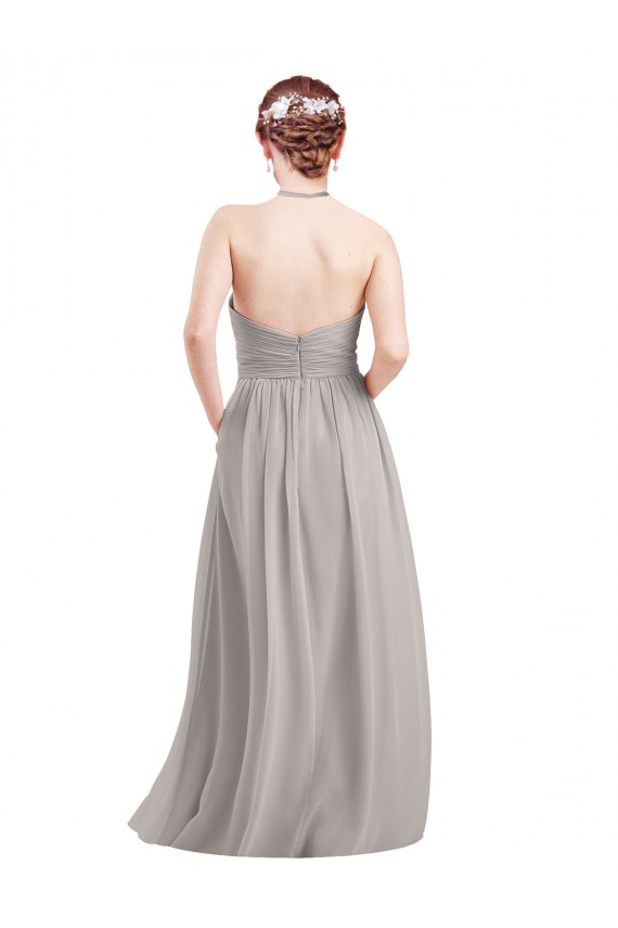 Open Back Sleeveless Halter Neck A-Line Soft Chiffon Evening Gowns / Bridesmaid Dress Worcester