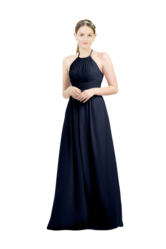 Open Back Sleeveless Halter Neck A-Line Soft Chiffon Evening Gowns / Bridesmaid Dress Worcester