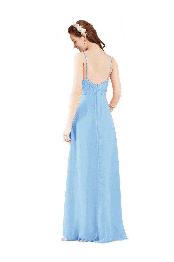 Low Back Sleeveless V-Neck Sheath Soft Chiffon Bridesmaid Dress Worcester