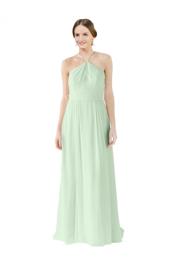 Sage Sleeveless Halter Neck A-Line Soft Chiffon Bridesmaid Dress Worcester