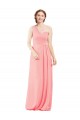Salmon Sleeveless One Shoulder A-Line Soft Chiffon Bridal Party Dress Worcester