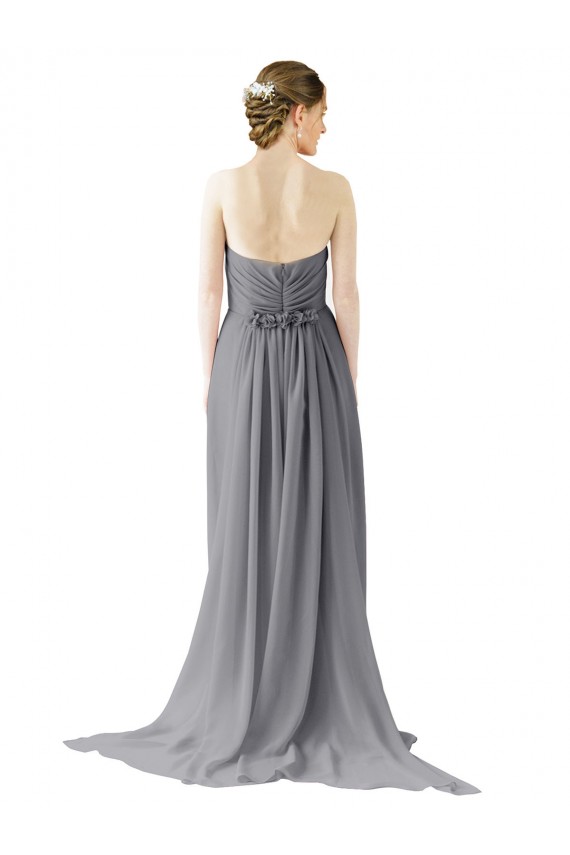 Open Back Slate Grey Sleeveless Sweetheart A-Line Chiffon Bridesmaid Dress / Evening Dress Worcester