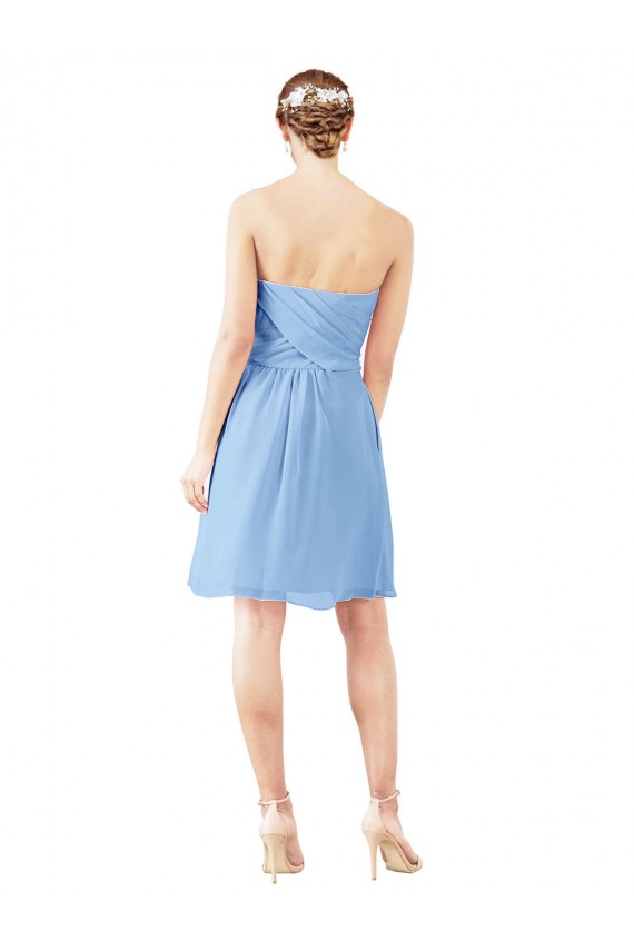 Open Back Periwinkle Sleeveless Sweetheart A-Line Soft Chiffon Bridesmaid Dress Worcester