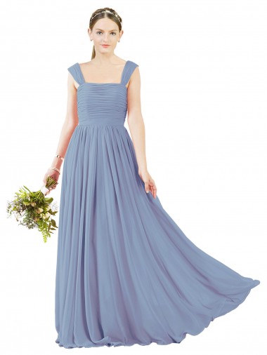 Open Back Sleeveless Square Neck A-Line Soft Chiffon Bridesmaid Dress Worcester