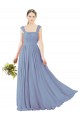 Open Back Sleeveless Square Neck A-Line Soft Chiffon Bridesmaid Dress Worcester