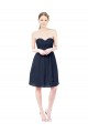 Open Back Dark Navy Sleeveless Sweetheart A-Line Soft Chiffon Bridesmaid Dress Worcester