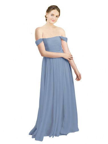 Open Back Sleeveless Off the Shoulder A-Line Soft Chiffon Formal Dress / Bridesmaid Dress Worcester